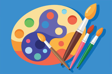 Vibrant Artist's Palette and Brushes A Colorful Display of Creative Tools