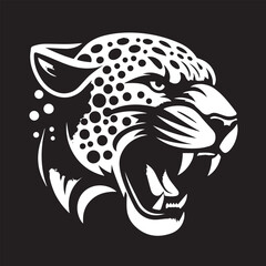 Black and White Jaguar Vector Illustration – Minimalist Wild Cat Silhouette Art	

