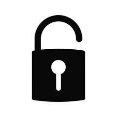 Black Unlocked Padlock Icon Vector Design