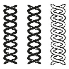 Wave spiral icons. Vertical twist lines. Vector coil elements. Repetitive flow forms.