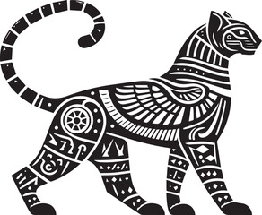 Black and White Jaguar Vector Illustration – Minimalist Wild Cat Silhouette Art	
