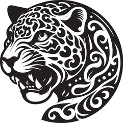 Black and White Jaguar Vector Illustration – Minimalist Wild Cat Silhouette Art	
