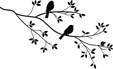 beautiful tree branch with birds silhouette backgr (1).eps
