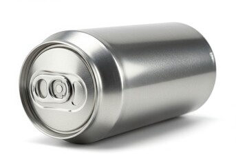 Aluminum can lying on its side close up