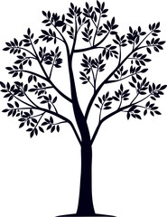 Obraz premium black vector silhouette of a tree with leaves (1).eps
