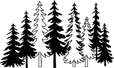 Fototapeta premium forest tree silhouette collection vector (1).eps