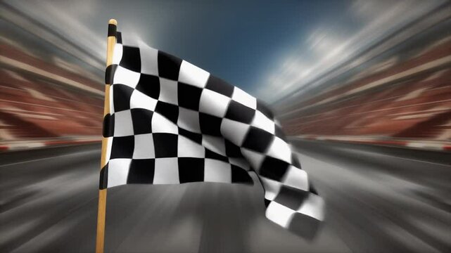 racing flag on a checkered flag