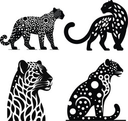 Stylized Leopard Silhouette Set | Black Panther Vector Art | African Wildlife Graphic