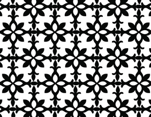 Black and White Stylized Floral Cross Pattern