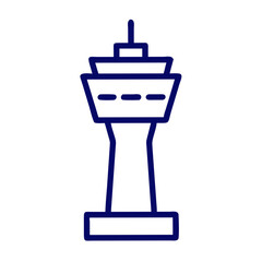 Obraz premium Minimal line icon of a control tower with radar for aviation use 