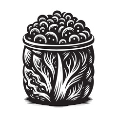 Black Kimchi Silhouette Vector, High Quality Illustration on White Background