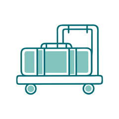 Luggage trolley with two suitcases in minimalistic design  