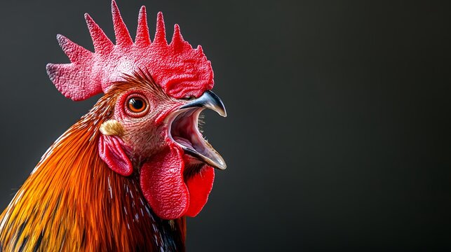 Elegant Rooster in a Minimalist White Studio with Ambient Soft Lighting and Vivid Red Comb Accent Displaying Natural Confidence