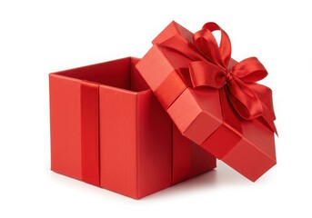 Obraz premium Open red gift box with a ribbon