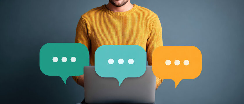 Engaging online discussion with laptop home office digital communication modern interior close-up view virtual interaction for networking and collaboration