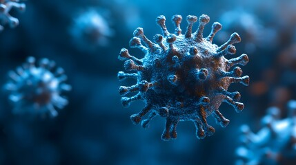 Coronavirus COVID-19 Medical Illustration: Close-Up of Virus Cells