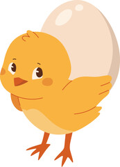 Cute Chick Carrying an Egg Illustration

