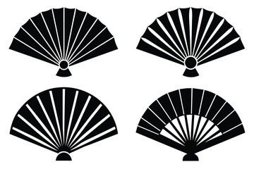 Elegant Hand Fan Silhouettes Vector Graphics for Design Projects