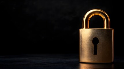 Fototapeta premium Golden Padlock on Dark Background: Security and Protection
