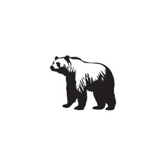 Fototapeta premium Silhouette vector illustration of walking bear in black and white for design