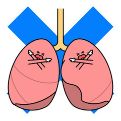 不正解を示す肺のイラスト