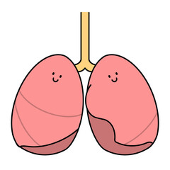 シンプルで可愛い肺のイラスト