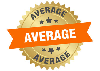 average. average round orange and gold label isolated on transparent background