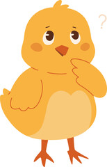 Cute Cartoon Chick with Questioning Expression

