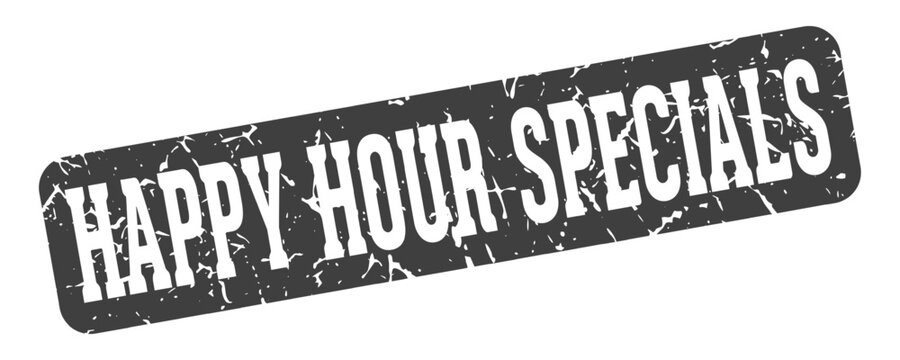happy hour specials rectangular sign. happy hour specials stamp