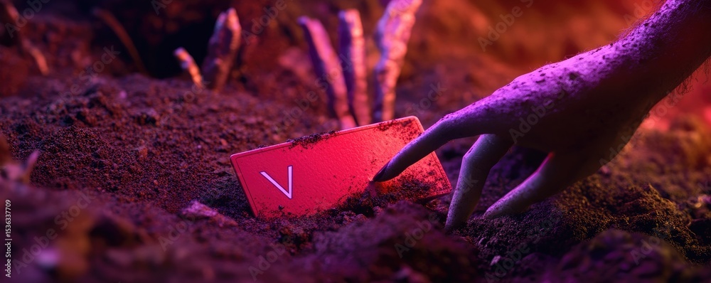 Fototapete a red business card with the logo of 