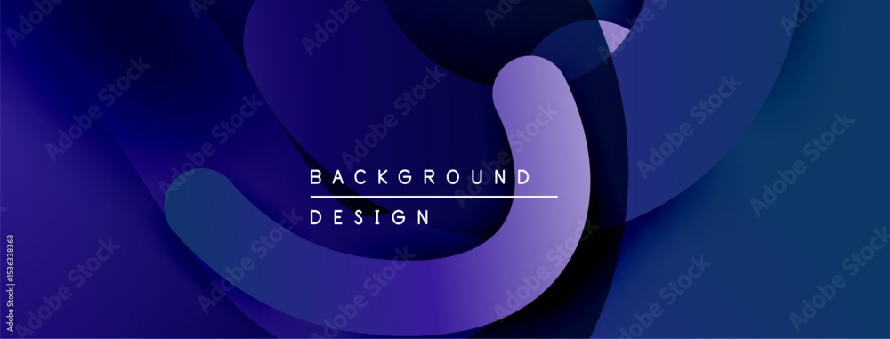 Aufkleber abstract fluid shapes overlap, creating dynamic blue purple gradient. text reads background design c