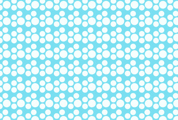  A cheerful seamless pattern featuring various sized white dots on a bright blue background. Ideal for digital paper, fabric, nursery decor, and textile designs.