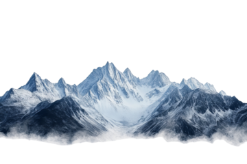High-resolution panoramic mountain range PNG cutout with transparent background, ideal for seamless landscape overlays, outdoor design projects, digital collages and nature-inspired graphic