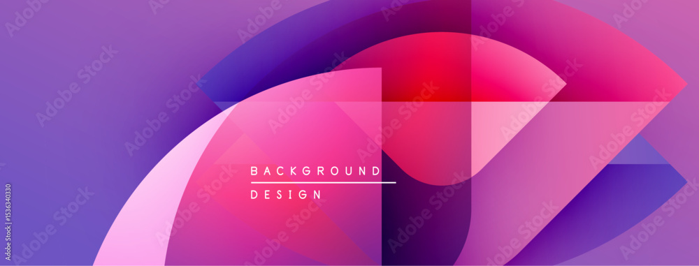 Poster Abstract vibrant design. Overlapping shapes create dynamic purple, pink gradients. Text reads background design. Modern aesthetic.