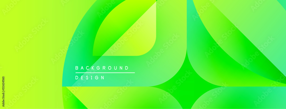 Aufkleber Bright green abstract background. Overlapping layers create dynamic visual effect. Modern design suitable for digital projects.