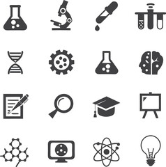 Assorted Scientific and Academic Icons Representing Research, Discovery, and Learning in Different Fields of Study and Experimentation