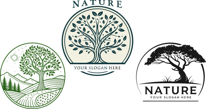 A collection of natural and organic modern logo. Logo for nature and corporate identity for brands, nature logo