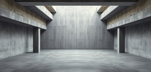 Obraz premium Empty minimalist concrete room Interior design, architecture, architecture, contemporary
