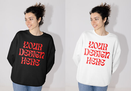 Mockup Of Woman In Customized Long Sleeved Top, Flash