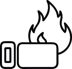 Battery Overheating Icon with Flame