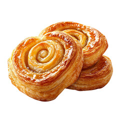 Fototapeta premium Golden Palmier Puff Pastry Cookies isolated on a white background