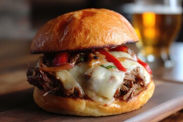 Philly cheesesteak burger with provolone