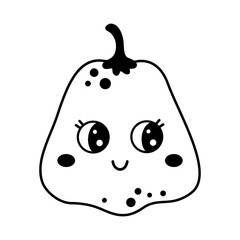 Cute black and white pumpkin doodle. Autumn, Halloween, Thanksgiving hand drawn vector illustration in flat style