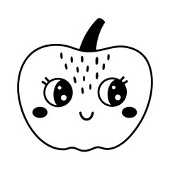 Cute black and white pumpkin doodle. Autumn, Halloween, Thanksgiving hand drawn vector illustration in flat style