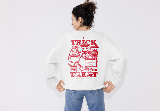 Mockup Of Woman In Customized Sweatshirt, Back
