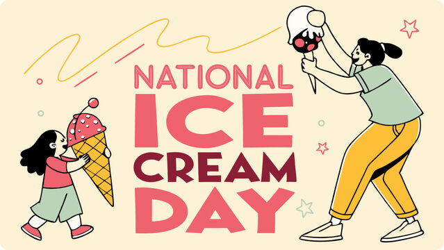 Two girls enjoy ice cream cones on national ice cream day