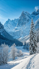 Fototapeta premium Pristine Alpine Serenity A Breathtaking Winter Morning