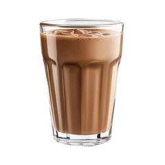 glass with chocolate milk isolated on white background