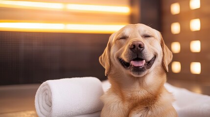 dog spa wellness. Pampered canine sanctuary a haven for pet grooming relaxation and holistic care providing a luxurious experience for your furry friend.