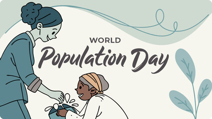 A woman gives a gift to a child in celebration of world population day